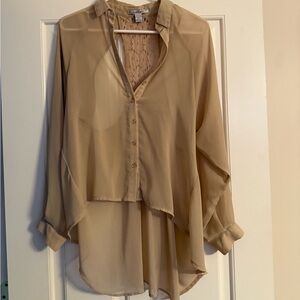 Forever 21 Sheer Tan Blouse